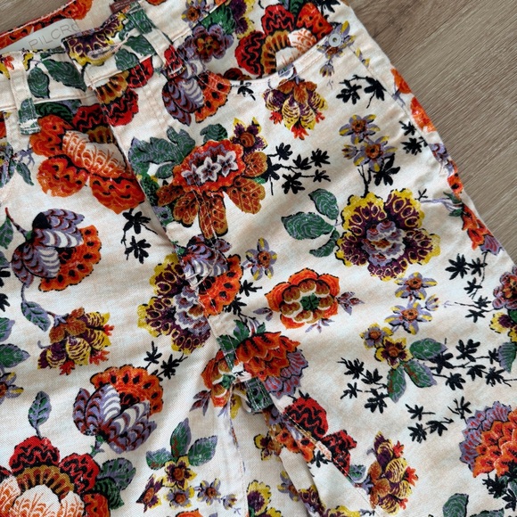 Pilcro Floral Skinny Jeans - White with Orange, Green & Purple Blooms - Picture 2 of 4